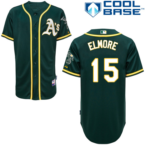 Jake Elmore #15 Youth Baseball Jersey-Oakland Athletics Authentic Alternate Green Cool Base MLB Jersey
